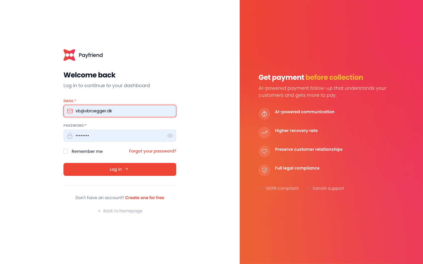 Payfriend sikker login med tofaktorgodkendelse